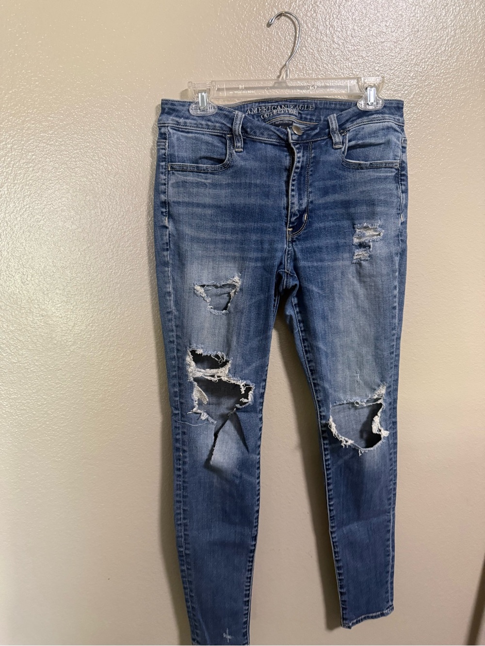 American Eagle Outfitters Blue Ripped Skinny Jeans